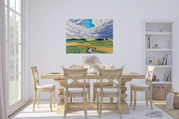 Prairie Sky and Stream, 30x40, Original Painting
