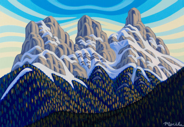 Three sisters, Canmore 14X20, Original Painting