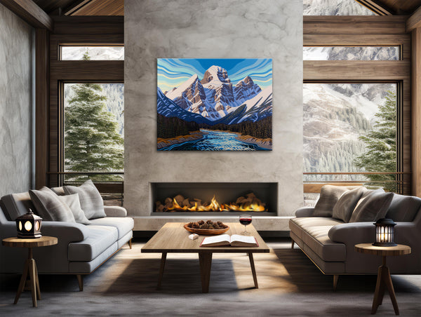 Three Sisters, Spring, Fernie, 48x60, Original Painting