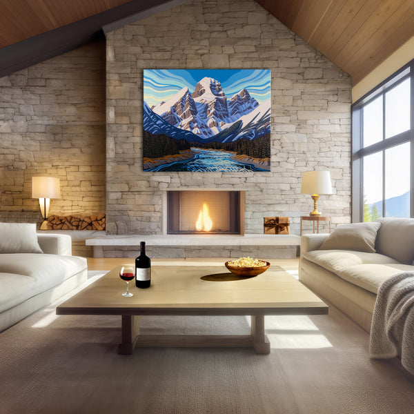 Three Sisters, Spring, Fernie, 48x60, Original Painting