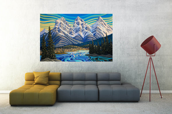 Canmore Three Sisters,  Print on Canvas,