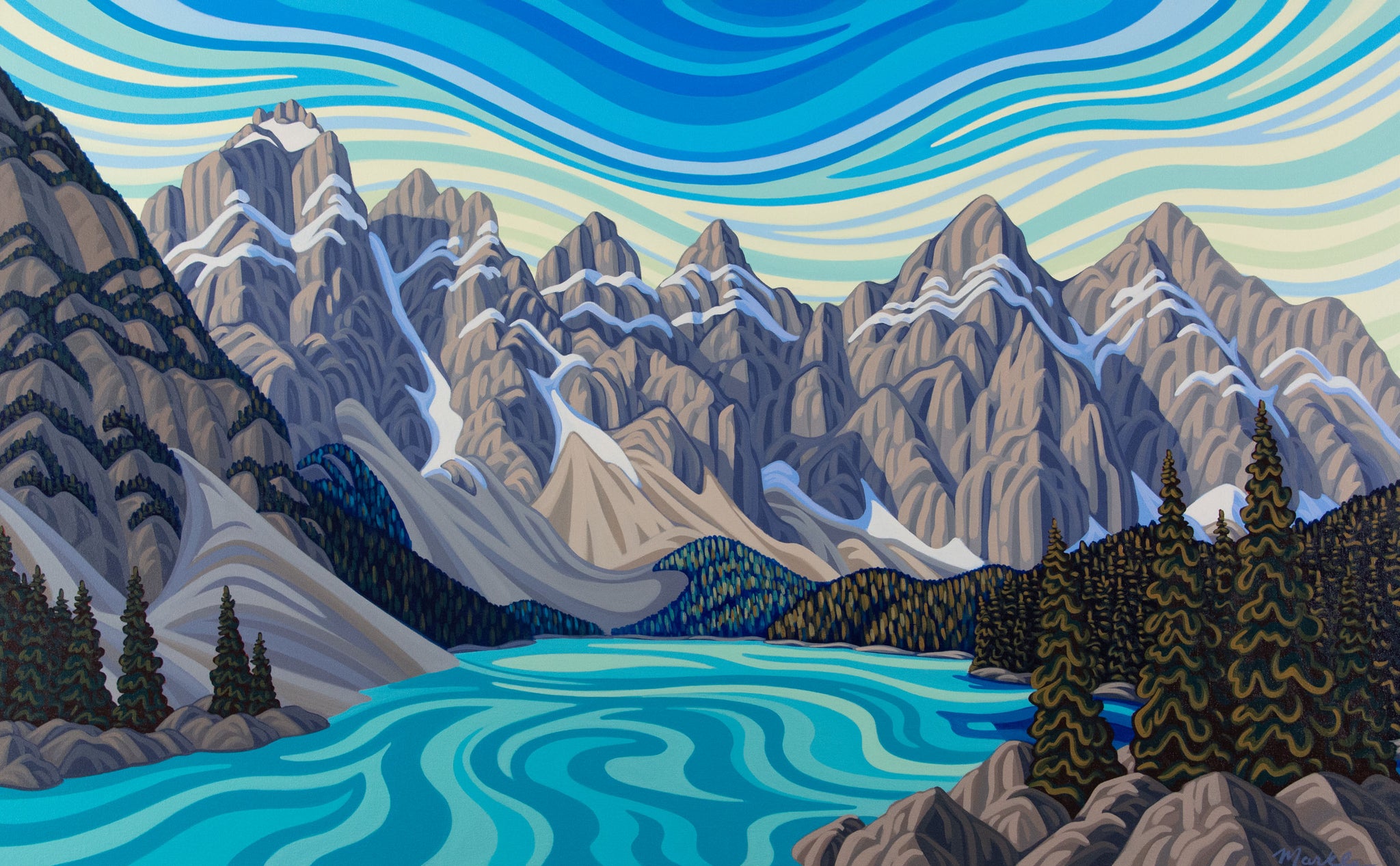 Moraine Lake II,  30X48, Original Painting, Canadian Artist, Ready to Hang, Gallery Canvas