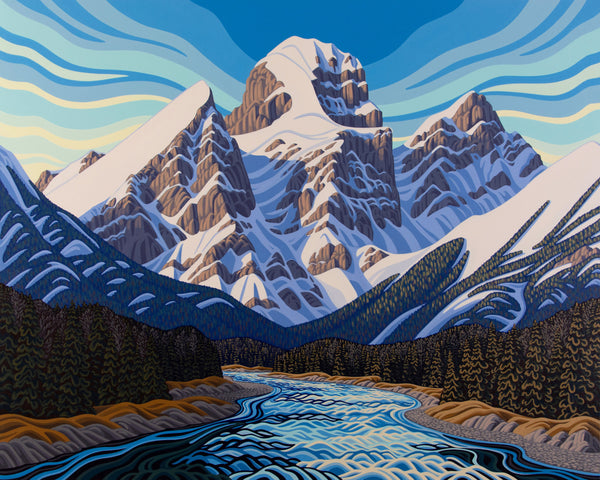 Three Sisters, Spring, Fernie, 48x60, Original Painting