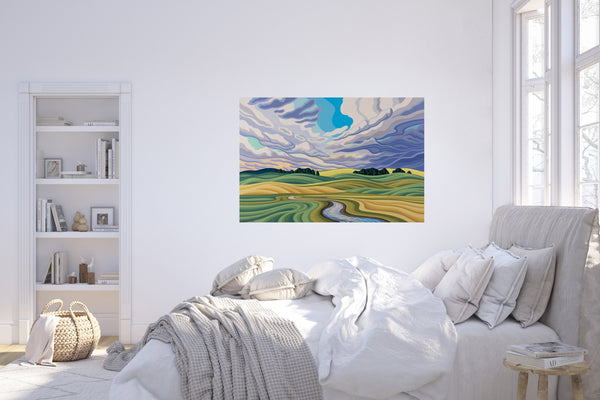 Prairie Sky and Stream, 30x40, Original Painting