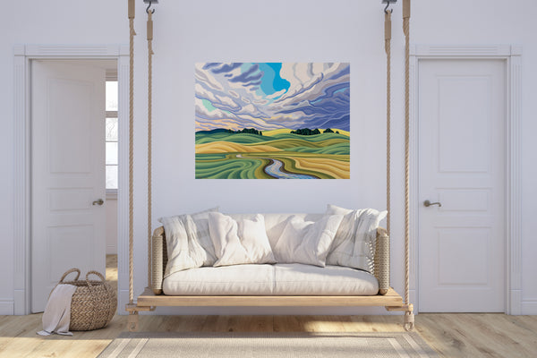 Prairie Sky and Stream, 30x40, Original Painting