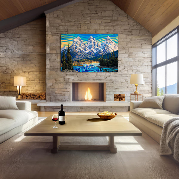 Canmore Three Sisters,  Print on Canvas,