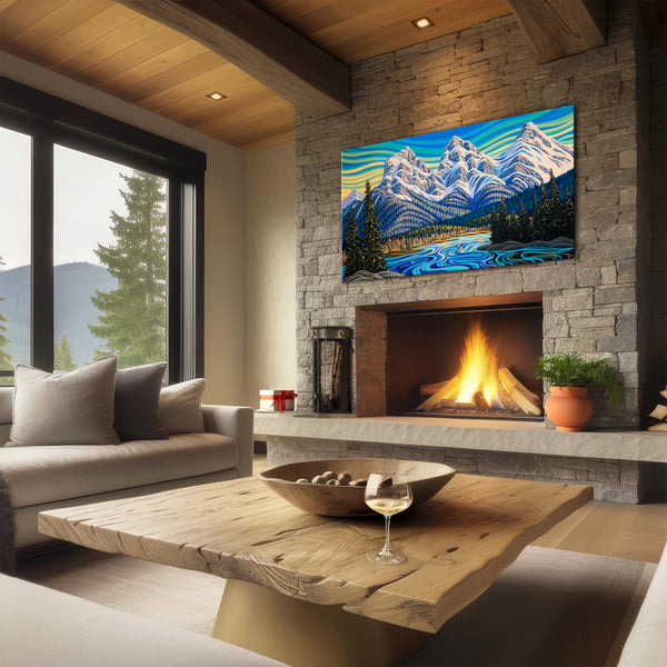 Canmore Three Sisters,  Print on Canvas,