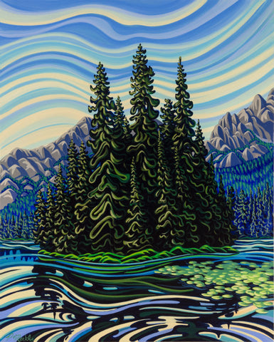 Island Lake, 24x30, print on canvas